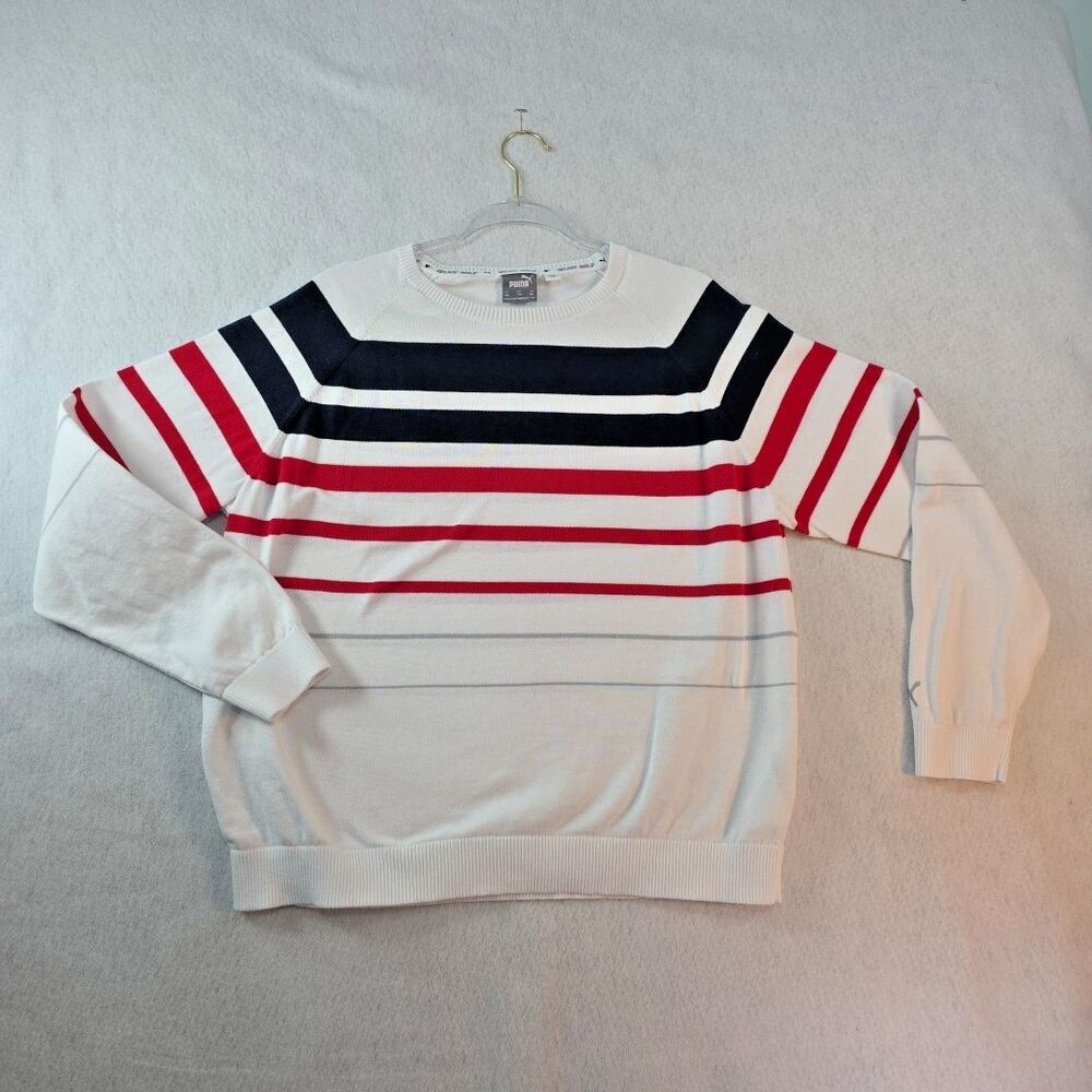 Puma Women's Golf Sweater Striped Light Weight Size XXL Preppy Nautical USA